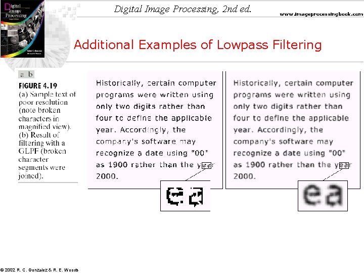 Digital Image Processing, 2 nd ed. www. imageprocessingbook. com Additional Examples of Lowpass Filtering