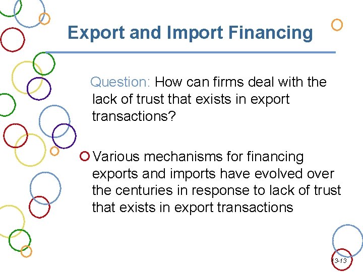 Export and Import Financing Question: How can firms deal with the lack of trust