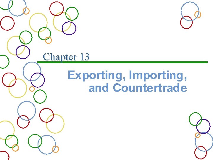 Chapter 13 Exporting, Importing, and Countertrade 