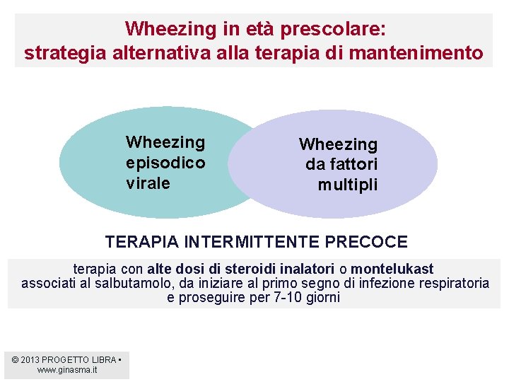 Wheezing in età prescolare: strategia alternativa alla terapia di mantenimento Wheezing episodico virale Wheezing