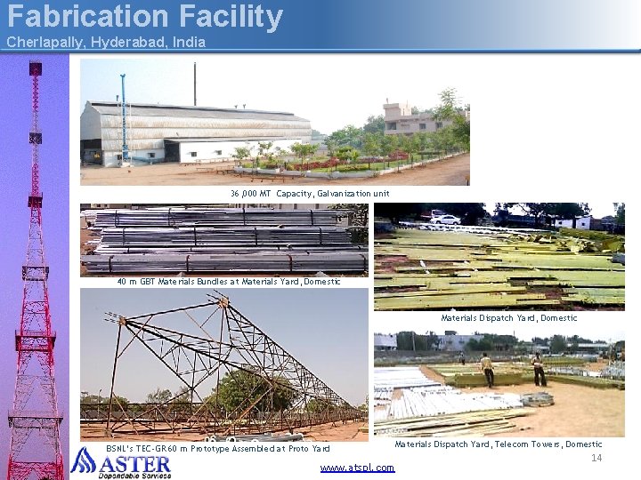 Fabrication Facility Cherlapally, Hyderabad, India 36, 000 MT Capacity, Galvanization unit 40 m GBT