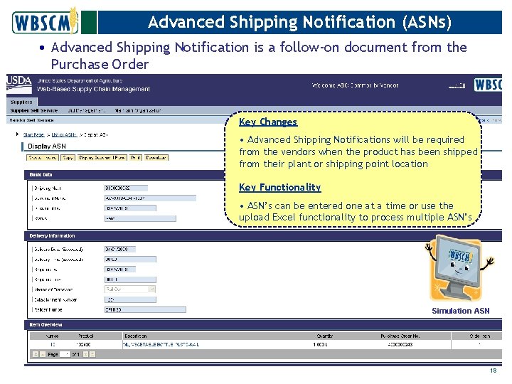 Advanced Shipping Notification (ASNs) • Advanced Shipping Notification is a follow-on document from the