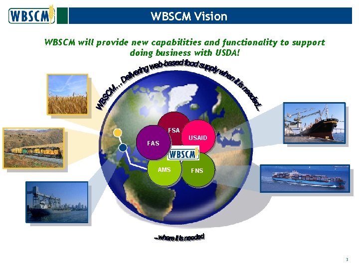 WBSCM Vision WBSCM will provide new capabilities and functionality to support doing business with