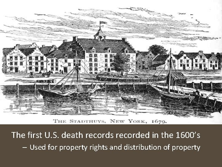 The first U. S. death records recorded in the 1600’s – Used for property