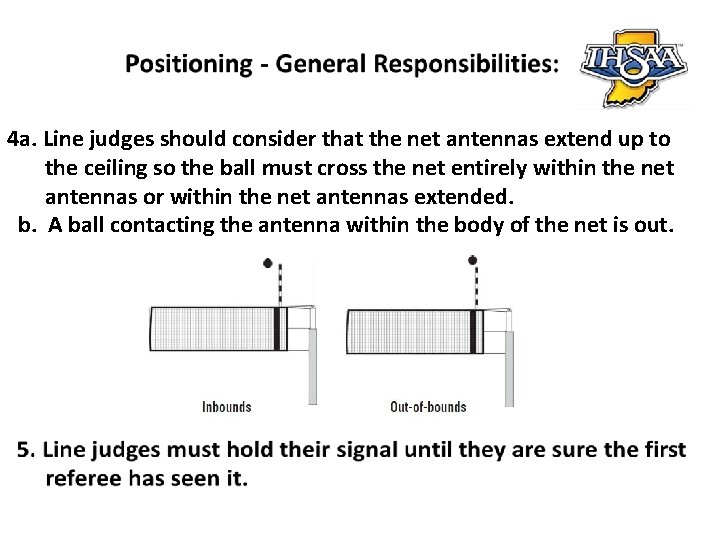 4 a. Line judges should consider that the net antennas extend up to the