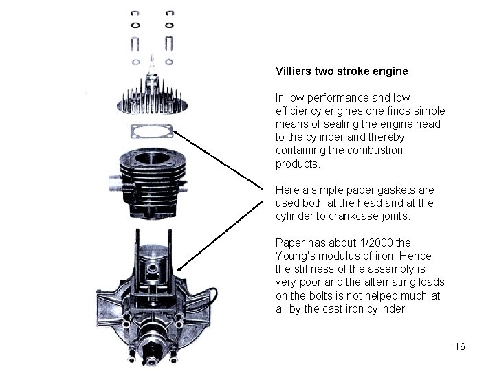 Villiers two stroke engine. In low performance and low efficiency engines one finds simple