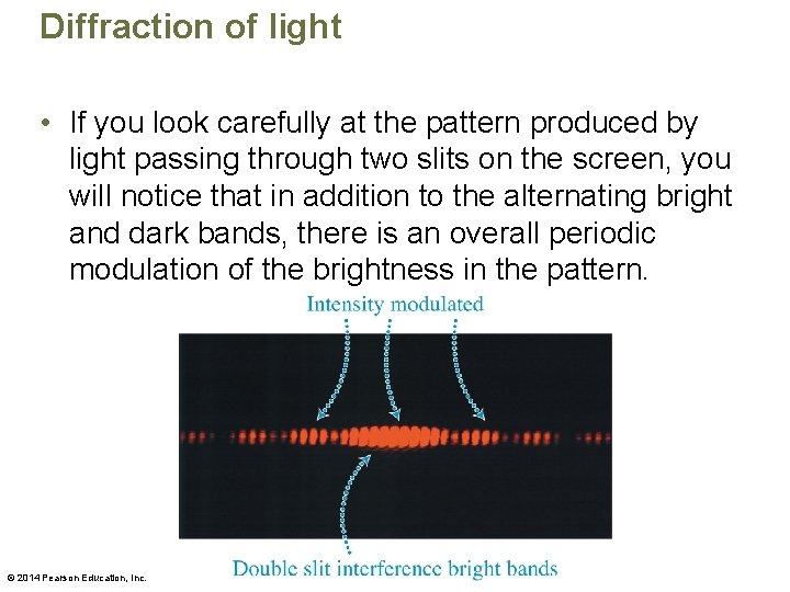 Diffraction of light • If you look carefully at the pattern produced by light