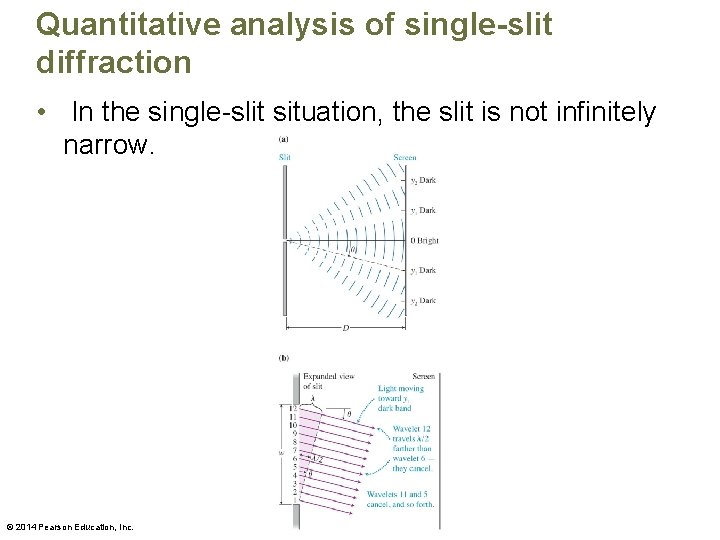Quantitative analysis of single-slit diffraction • In the single-slit situation, the slit is not