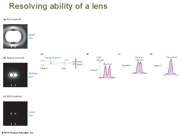Resolving ability of a lens © 2014 Pearson Education, Inc. 