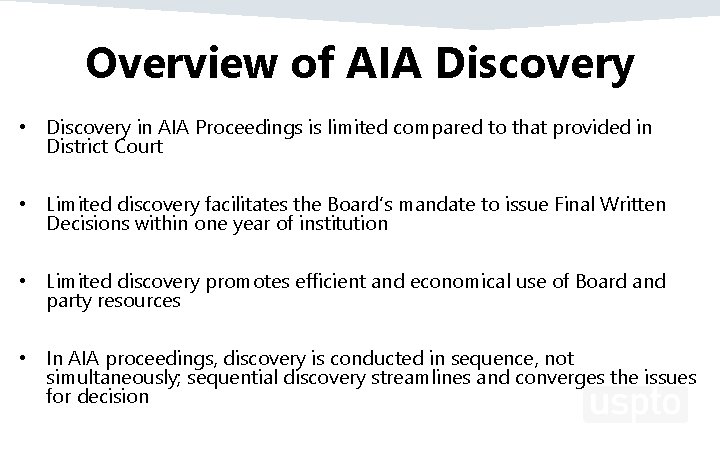 Overview of AIA Discovery • Discovery in AIA Proceedings is limited compared to that