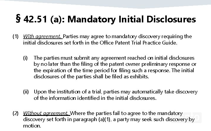 § 42. 51 (a): Mandatory Initial Disclosures (1) With agreement. Parties may agree to