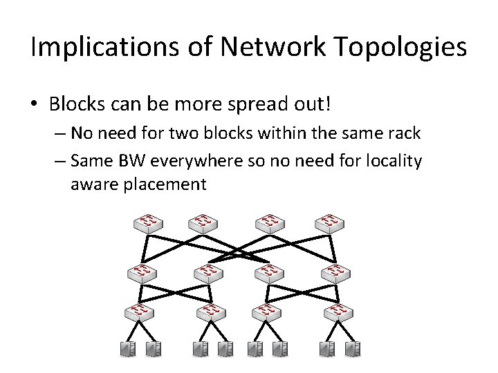 Implications of Network Topologies • Blocks can be more spread out! – No need