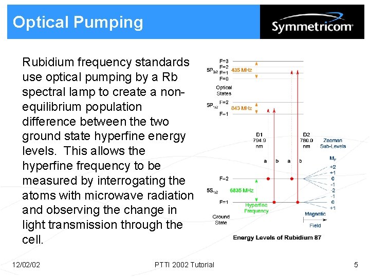 Optical Pumping Rubidium frequency standards use optical pumping by a Rb spectral lamp to