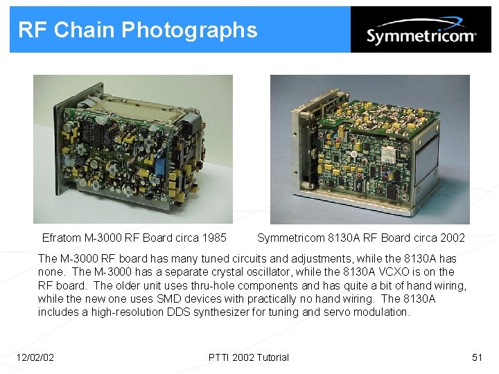 RF Chain Photographs Efratom M-3000 RF Board circa 1985 Symmetricom 8130 A RF Board