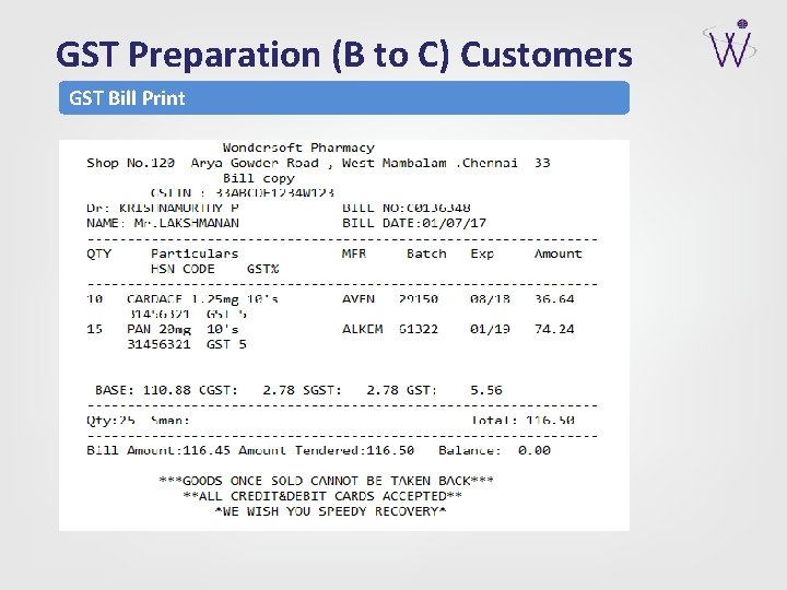 GST Preparation (B to C) Customers GST Bill Print 