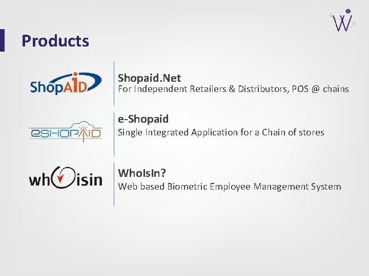 Products Shopaid. Net For Independent Retailers & Distributors, POS @ chains e-Shopaid Single Integrated