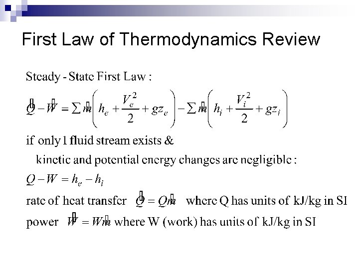 First Law of Thermodynamics Review 