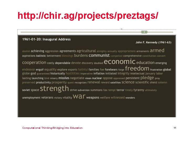 http: //chir. ag/projects/preztags/ Computational Thinking/Bridging into Education 11 