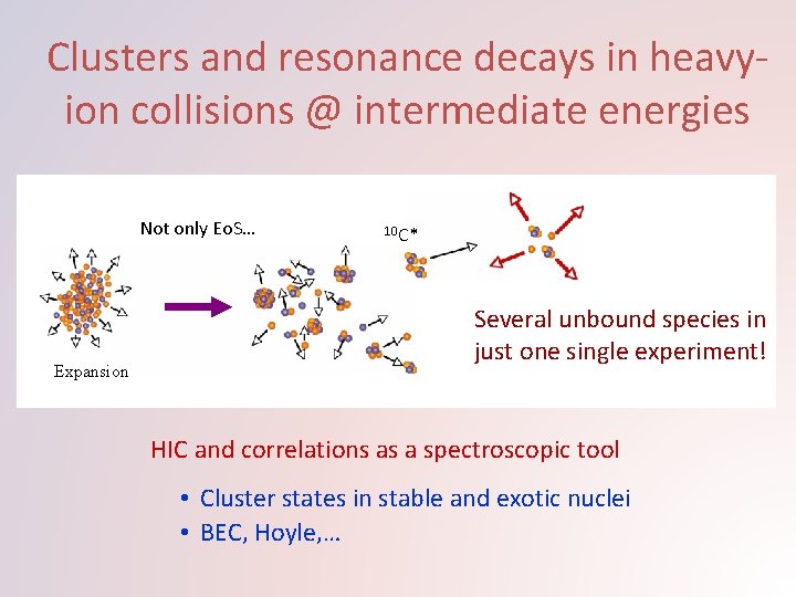 Clusters and resonance decays in heavyion collisions @ intermediate energies Not only Eo. S…