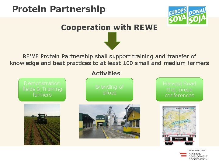 <<<<<<< Protein Partnership Cooperation with REWE Protein Partnership shall support training and transfer of