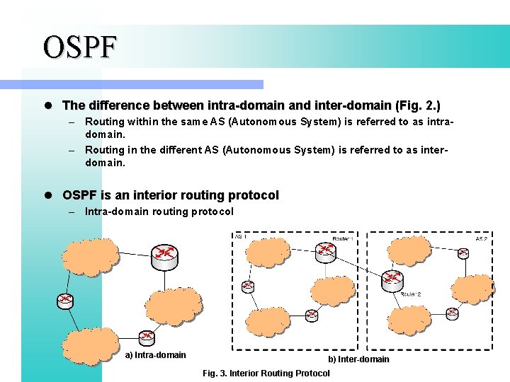 OSPF l The difference between intra-domain and inter-domain (Fig. 2. ) – Routing within