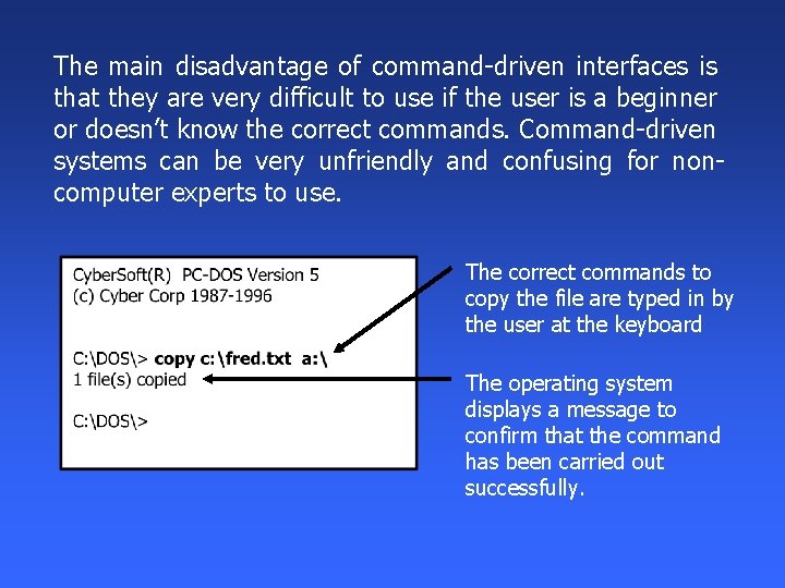 The main disadvantage of command-driven interfaces is that they are very difficult to use