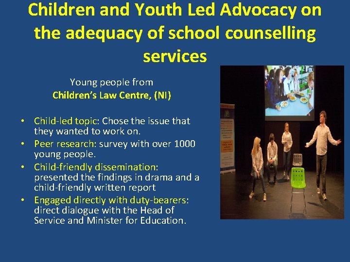 Children and Youth Led Advocacy on the adequacy of school counselling services Young people