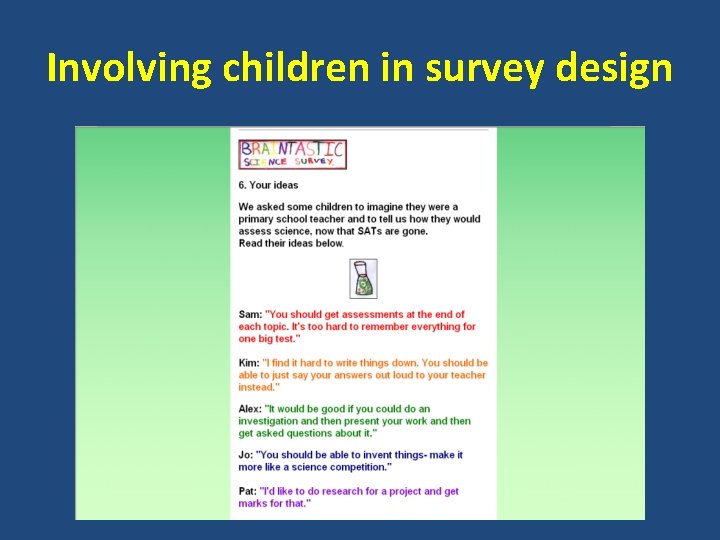 Involving children in survey design 