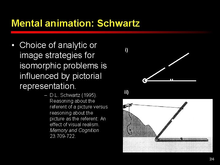 Mental animation: Schwartz • Choice of analytic or image strategies for isomorphic problems is