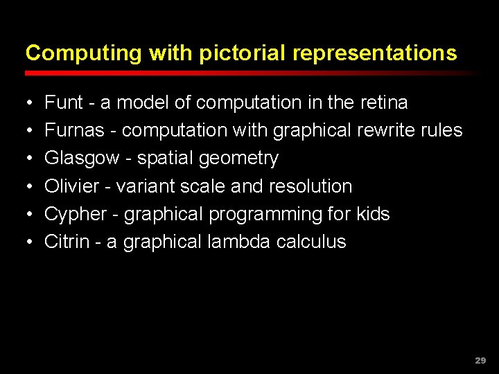 Computing with pictorial representations • • • Funt - a model of computation in