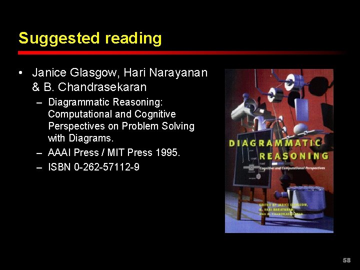 Suggested reading • Janice Glasgow, Hari Narayanan & B. Chandrasekaran – Diagrammatic Reasoning: Computational