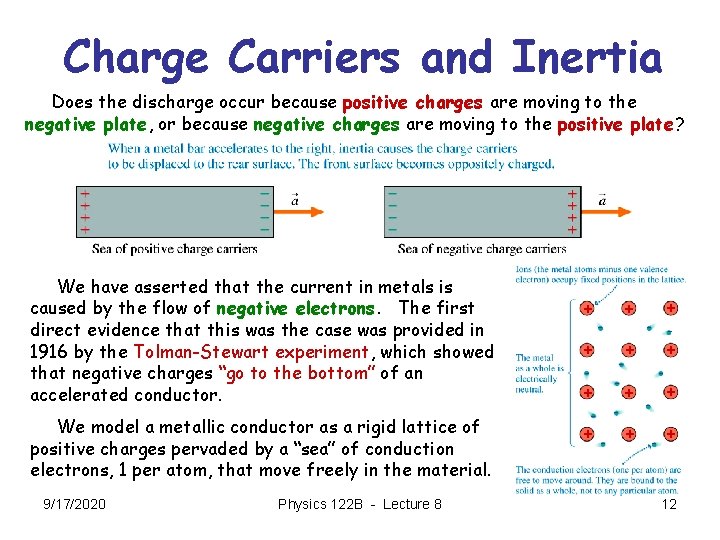 Charge Carriers and Inertia Does the discharge occur because positive charges are moving to