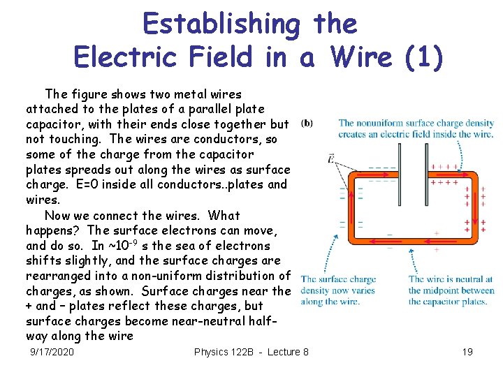 Establishing the Electric Field in a Wire (1) The figure shows two metal wires