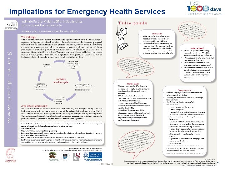 Implications for Emergency Health Services First 1000 days W Cape Transversal Communications Workshop 14