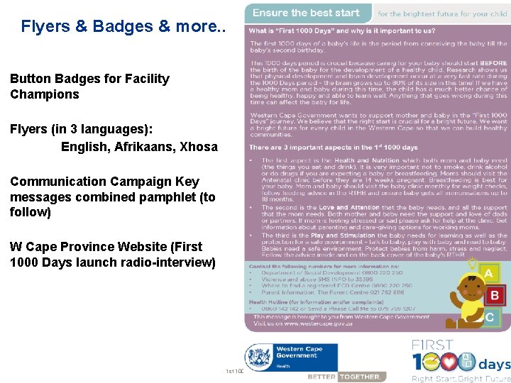 Flyers & Badges & more. . Button Badges for Facility Champions Flyers (in 3