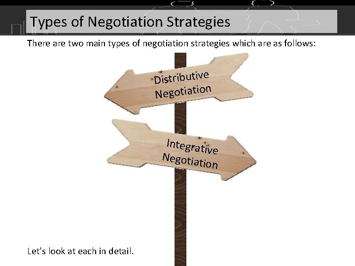 Types of Negotiation Strategies There are two main types of negotiation strategies which are