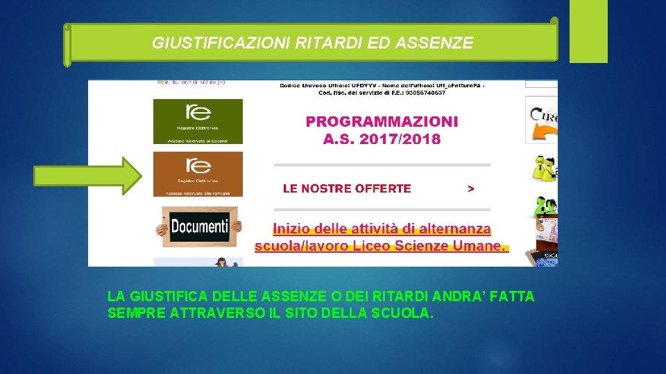 GIUSTIFICAZIONI RITARDI ED ASSENZE LA GIUSTIFICA DELLE ASSENZE O DEI RITARDI ANDRA’ FATTA SEMPRE