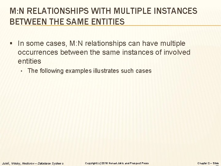 M: N RELATIONSHIPS WITH MULTIPLE INSTANCES BETWEEN THE SAME ENTITIES § In some cases, M: N RELATIONSHIPS WITH MULTIPLE INSTANCES BETWEEN THE SAME ENTITIES § In some cases,