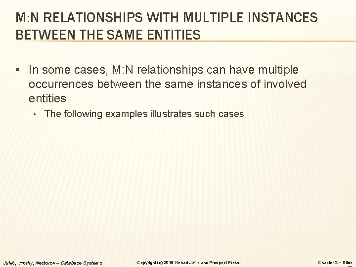 M: N RELATIONSHIPS WITH MULTIPLE INSTANCES BETWEEN THE SAME ENTITIES § In some cases,