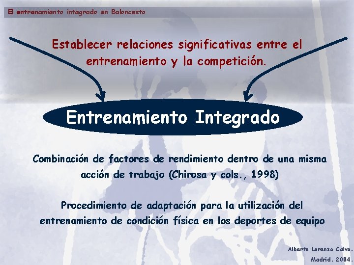 El entrenamiento integrado en Baloncesto Establecer relaciones significativas entre el entrenamiento y la competición.