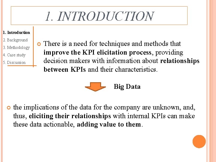 1. INTRODUCTION 1. Introduction 2. Background 3. Methodology 4. Case study 5. Discussion There