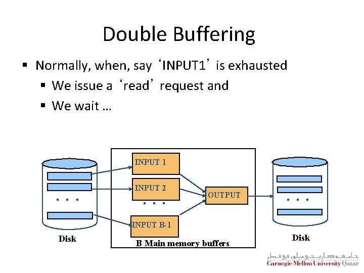 Double Buffering § Normally, when, say ‘INPUT 1’ is exhausted § We issue a Double Buffering § Normally, when, say ‘INPUT 1’ is exhausted § We issue a