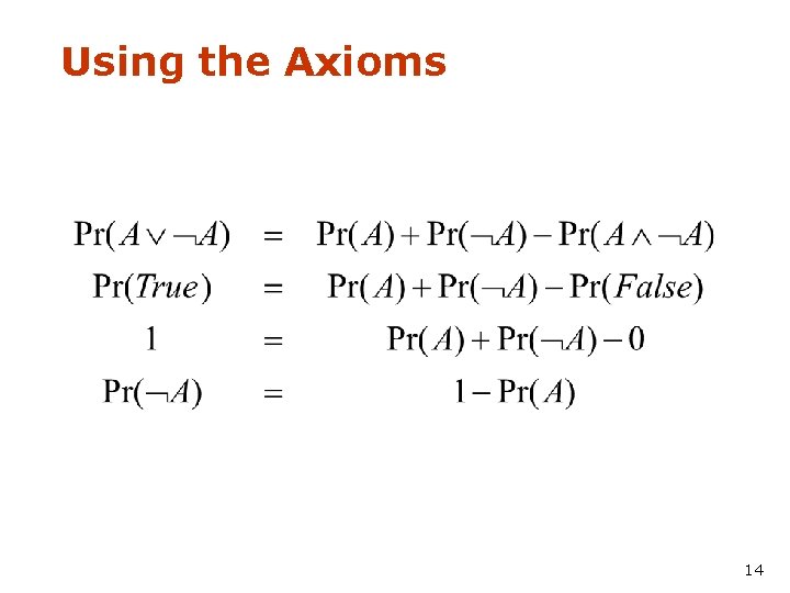 Using the Axioms 14 