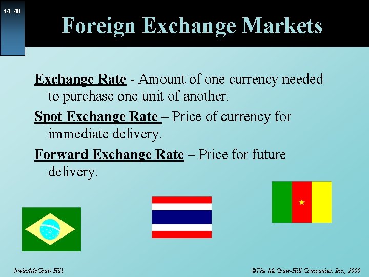 14 - 40 Foreign Exchange Markets Exchange Rate - Amount of one currency needed