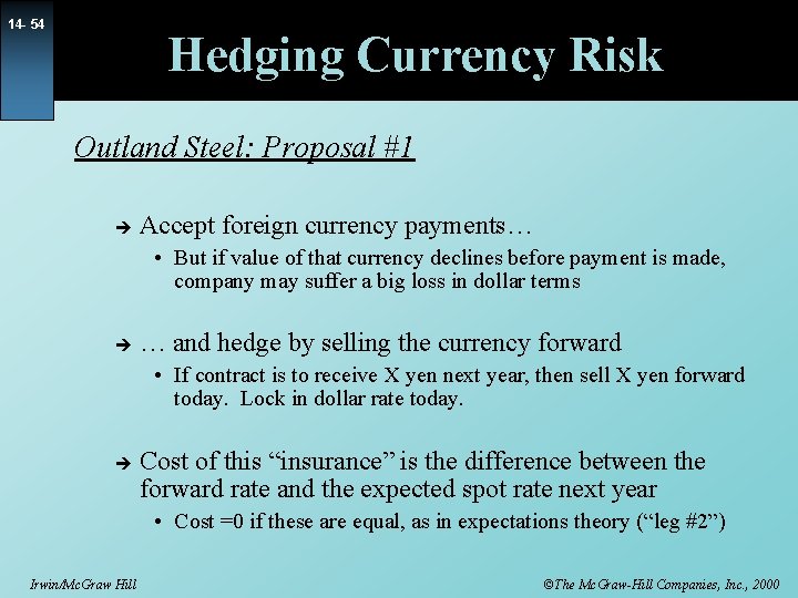 14 - 54 Hedging Currency Risk Outland Steel: Proposal #1 è Accept foreign currency