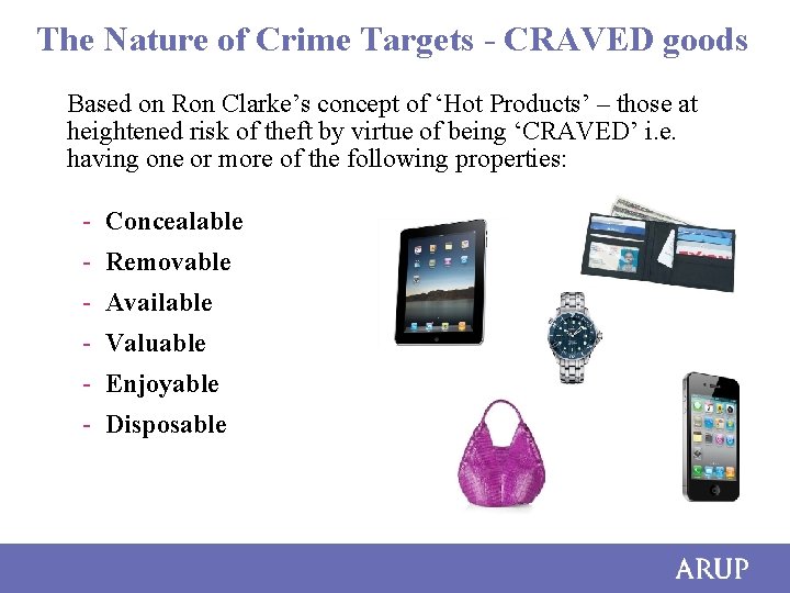 The Nature of Crime Targets - CRAVED goods Based on Ron Clarke’s concept of