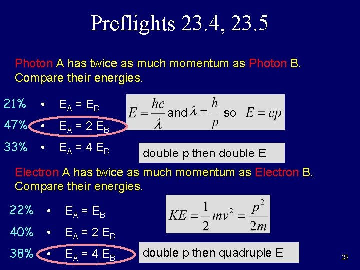 Preflights 23. 4, 23. 5 Photon A has twice as much momentum as Photon