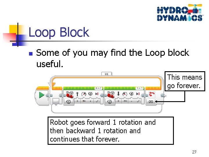 Loop Block n Some of you may find the Loop block useful. This means