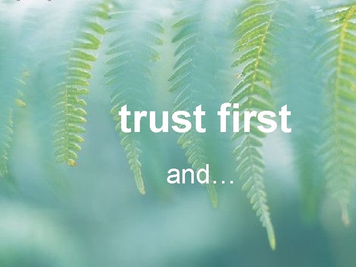 trust first and… 