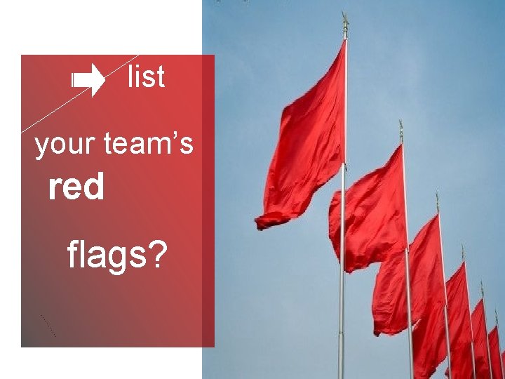 list your team’s red flags? 